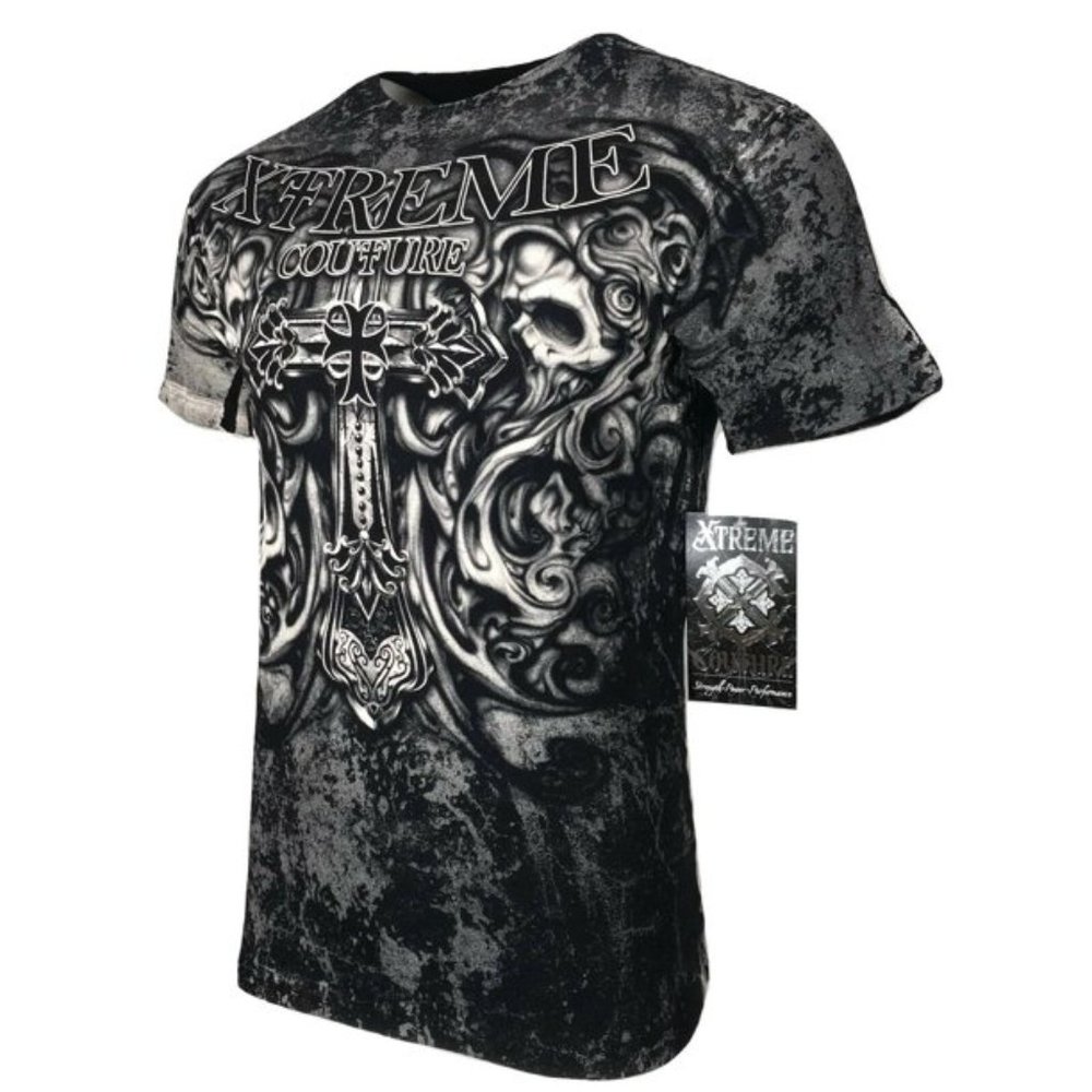 XTREME COUTURE by AFFLICTION Men T-Shirt HADES Skulls Biker MMA GYM
